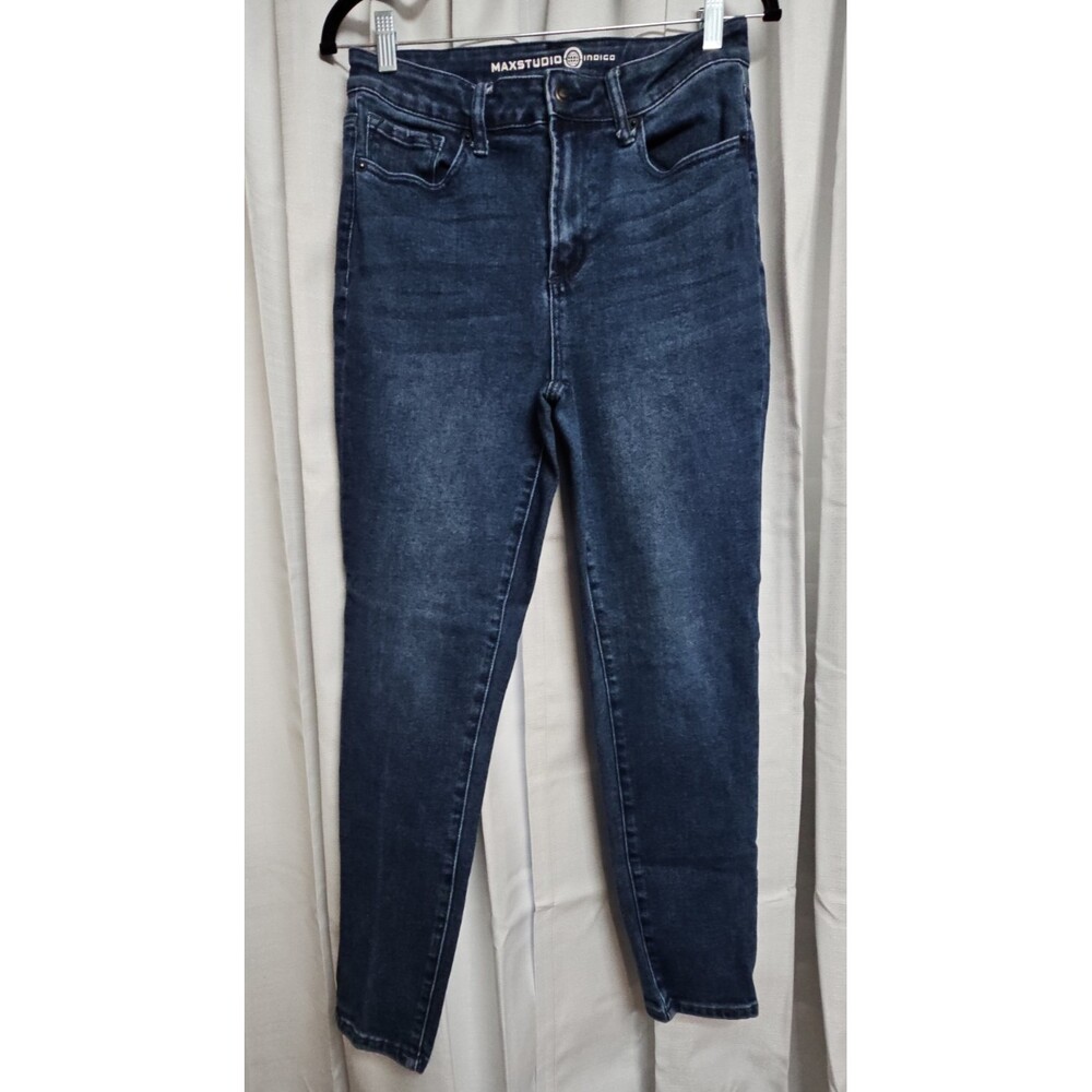 Max Studio Woman's Size 10 Jeans Indigo Skinny High  Rise Cotton Blend Denim